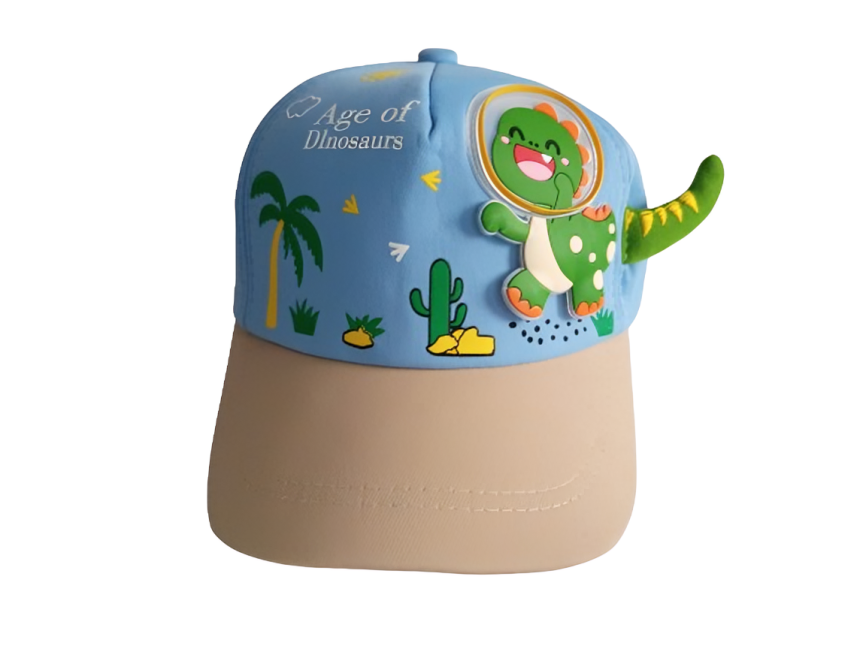 Gorra Niño Azul-Beige Dinosaurio 3D Edad (2-5) 